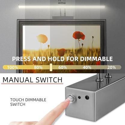 Picture Light,Picture Lights for Wall Cordless,16" Picture Lights with Timer and Dimmable,Battery Wall Lights for Display Gallery Painting Art Frame Portrait-Black Steel