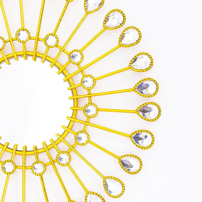 Gold Mirrors - Sunburst Valentine Wall Art, Decorative Round Mirrors for Valentine Bedroom, Living Room, Bathroom, Kitchen, Entryway, Hallway - Set of 3
