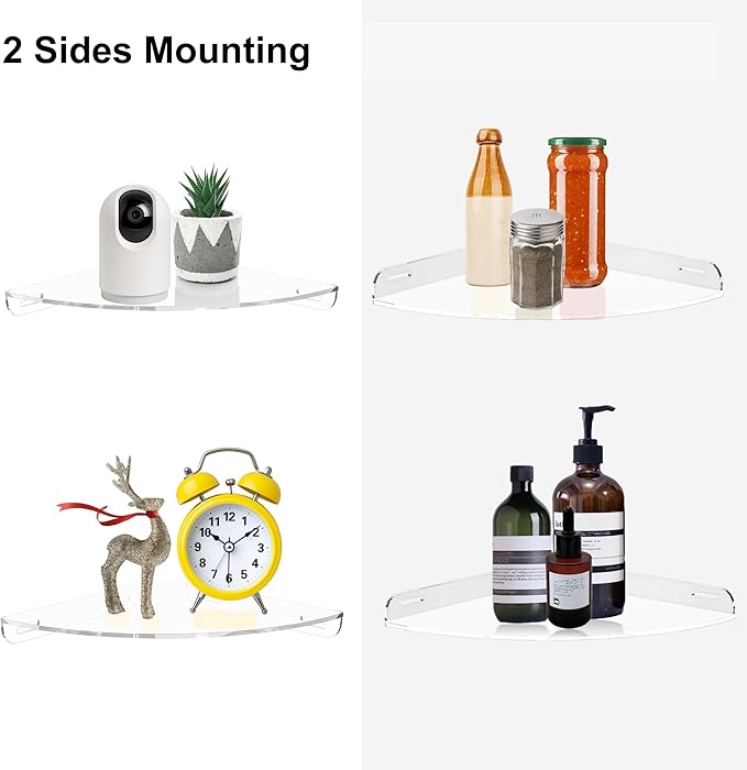 Corner Shelves wall Mounted Home Decor Floating Shelves (Clear)
