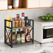 YINMIT Countertop Shelf Organizer,Coffee Bar Accessories,Spice Rack,Coffee Counter Shelf,2 Tier Coffee Organizer Station for Mugs,Cups,Cream,Syrup(Rustic Grey, Medium)