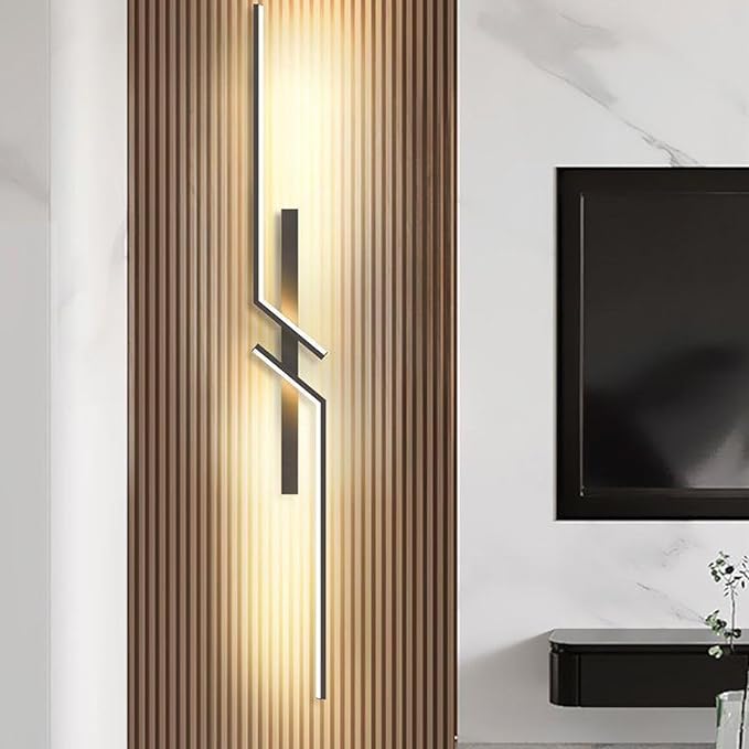 Modern LED Wall Lights, 3 Color Temperature Minimalist Wall Sconce Lighting, Wall Light Fixtures Sconce for Bathroom Bedroom Living Room Black (100cm)