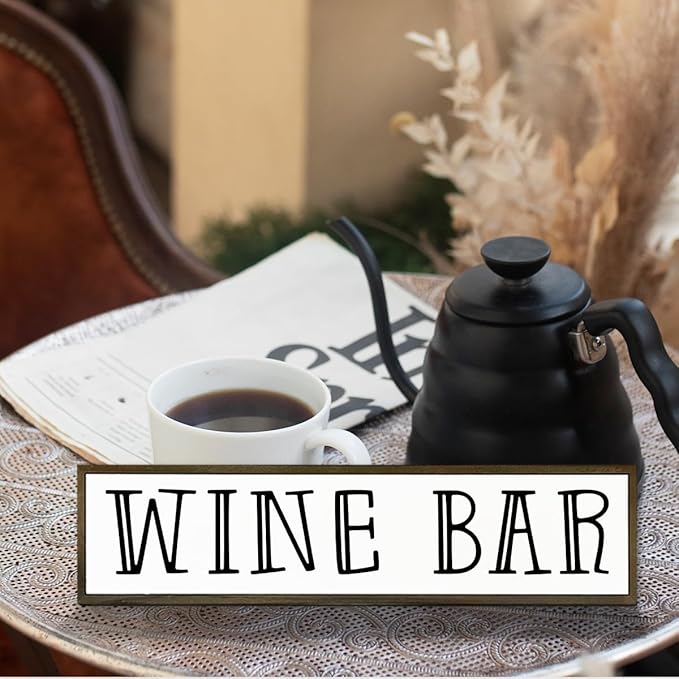 Wine Bar Sign, Rustic Wooden Hanging Signs, Farmhouse Home Decoration for Kitchen Bar, Wall Decor Art, Wine Club Decor, Decorative Wooden Signs and Plaques, 17.8x4x1.2 inches