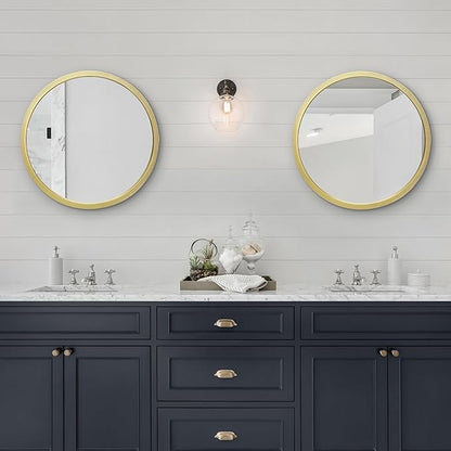 Americanflat 20" Round Mirror - Hanging Mirrors with Durable Frame - Modern Mirror for Bathroom, Bedroom, Living Room - Mirrors for Wall Display and Home Decor - Gold