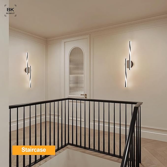Modern LED Vanity Light Bathroom Black Wall Sconce with Remote Control Modern Bathroom Wall Lighting Fixtures Over Mirror for Bedroom Bedside, Dining Living Room, Hallway (30Inch 3000K-6500K)