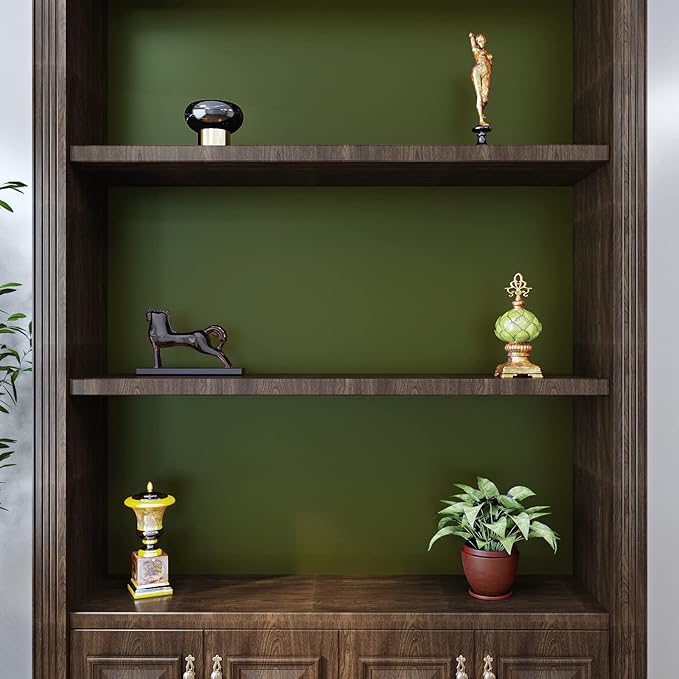VEELIKE Thick Olive Green Wallpaper Peel and Stick Removable 15.7''x354'' Vintage Green Contact Paper for Cabinets Walls Waterproof Self Adhesive Green Vinyl Wall Paper for Bathroom Bedroom Kitchen