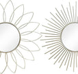3 Pack Metal Mirrors for Wall Sunburst Wall Mirrors Home Décor Decorative Hanging Wall Art for Living Room Bedroom Entryway (Silver2, Flower+Sunburst)