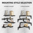 Muzilife Corner Floating Shelves Wooden Floating Shelve Set of 4, Wall Mounted for Storage, L-Shaped Shelves for Wall Decor Organizer for Bedroom, Bathroom, Kitchen, Living Room and Office, Black