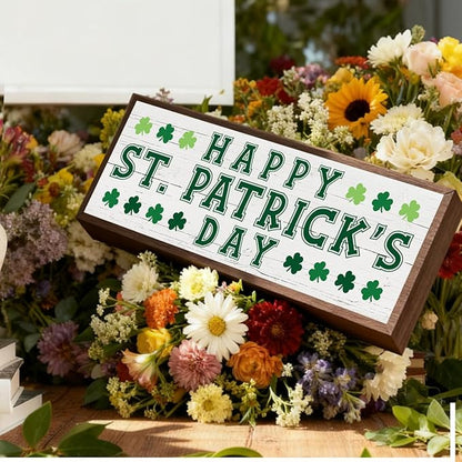 St. Patrick's Day Decor, Shamrock Decoration, Farmhouse Table Shelf Mantel Decors, Decorative Wooden Framed Sign, Irish Home Decor Sign Gift, Happy St. Patrick's Day Gift, 9.5x3.1x1 inches