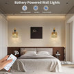 Battery Operated Wall Sconce Set of Two, Rattan Wall Sconces with Remote RGB 15 Colors Dimmable, Farmhouse Boho Wall Lights for Bedroom Living Room Entryway