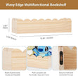 Wood Floating Shelves for Wall,Nursery Bookshelf,Kids Book Shelf,Baby Toys Storage Decor Organizer Wall Mounted for Living Room Bedroom,Wavy Edge,Preassembled,4 Pack,Scalloped Pine(Natural Wood)