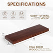 Fun Memories Rustic Floating Shelves for Home Decor, 8 Inch Deep Floating Shelf, Solid Wood Floating Wall Shelves 30 Inch Long, Deep Wall Shelves for Bathroom, Living Room, Walnut Finsh, Set of 2