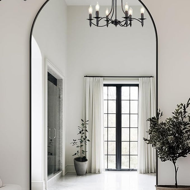 Full Length Mirror with Stand, 81"x41" Arched Full Body Mirror, Large Stand Up Mirrors, Aluminum Frame Floor Standing Mirrors, Freestanding Hanging Leaning Mounted for Bedroom Living Room, Black