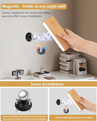 Wall Sconces Set of Two - LED Wall Lamps Lights for Bedroom, Rechargeable Battery Operated Wall Sconce with Stepless Dimming, 360 Rotation, Indoor Wireless Sconces Wall Decor Set of 2 for Living Room