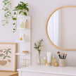 4 Tier White Lack Shelf Vanity Wall Shelf with 10 Crystal Hooks - Multi-Functional Storage for Makeup, Jewelry, Plants, Awards & Display (L7.1 x W5.5 x H30.7) (1)