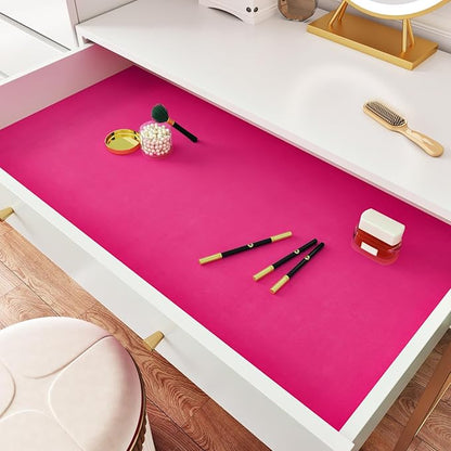 WESTICK Hot Pink Velvet Drawer Liner Self Adhesive Soft Fabric Velvet Peel and Stick Wallpaper for Crafts Removable Hot Pink Contact Paper Soft Felt Flocking Lining for Drawers Jewelry Box 12"x394"