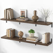 Marsmiles Extra Wide Floating Shelves for Wall, 48x8 Inch Natural Wood Grain Bookshelves, Heavy Duty Mounted Shelving for Bathroom, Kitchen, Living Room, Bedroom,Set of 2，Walnut