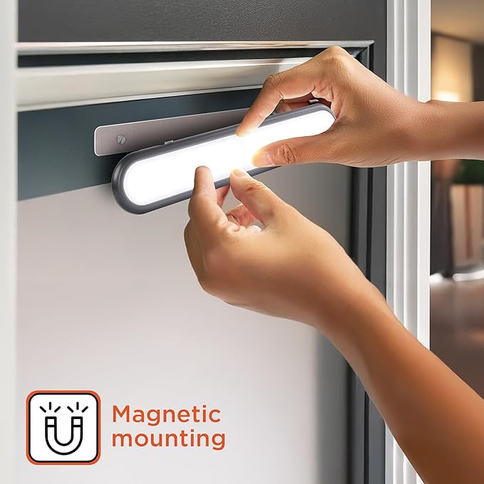 BLACK+DECKER 2-Pack 160LM LED Light Bars, Touchless Motion Sensor, Magnetic Mount, Powered with AAA Batteries, Slim and Portable Design to Brighten Indoor Rooms, Closets, Garages, Shelving (2-Pack)