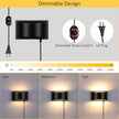 Lightess Wall Lamp Plug in 12W Modern LED Wall Lights Dimmable Indoor Up Down Wall Lamp for Bedroom Living Room Hallway, Black, Warm White