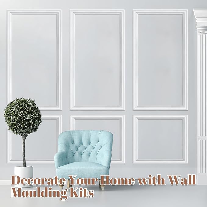 3 Set Peel and Stick Wall Molding Kit,Pre-Cut Wall Panels for Interior Wall Decor,Premade Wainscoting Panels Peel and Stick,Accent Wall Panel for Living Room Bedroom Decor