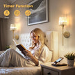 DORESshop Battery Operated Wall Sconce Set of 2, Wireless Wall Light, 15 Color Rechargeable Wall Sconces, Sconce Wall Decor Set of 2 for Bedroom, Living Room, Gold and Crystal, 24.6in