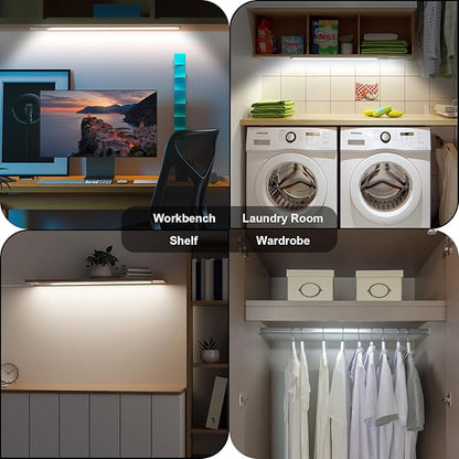 Under Cabinet Lighting 15 inch, Bright Under Desk Light with Memory Function, Dimmable Under Counter Lights for Kitchen, Closet and Workbench, LED Sink Light, Cool White 6500K