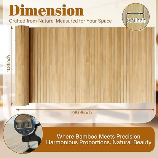 Natural Bamboo Wall Panel for Interior Wall Decor, Pole Wrap Wainscoting Wall Cladding Panel for Kitchen Island, Bedroom, Living Room, Office, Light-Carbonized (12" * 96")