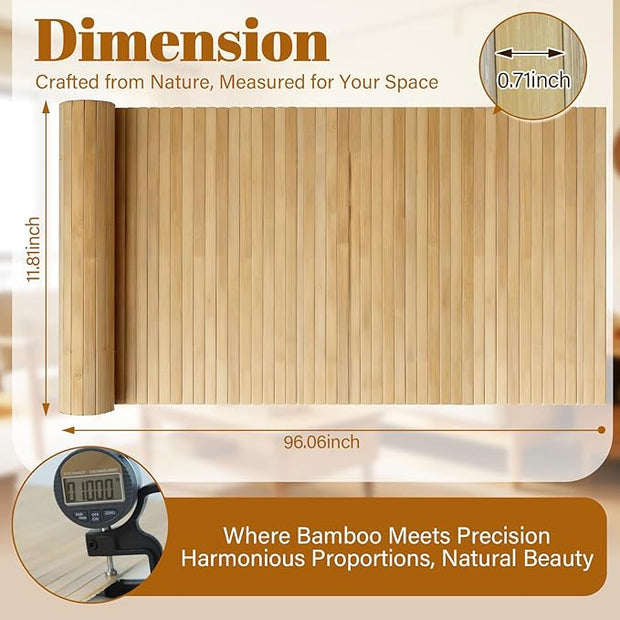 Natural Bamboo Wall Panel for Interior Wall Decor, Pole Wrap Wainscoting Wall Cladding Panel for Kitchen Island, Bedroom, Living Room, Office, Light-Carbonized (12" * 96")