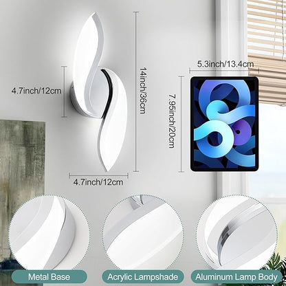 ADISUN Modern LED Wall Light, 14 Inch Indoor Wall Sconces, Acrylic, Hardwired, 6000K Cold White Light, Wall Lamp for Bedroom Bedside Hallway Stairway Wall Light Fixtures(Chrome)