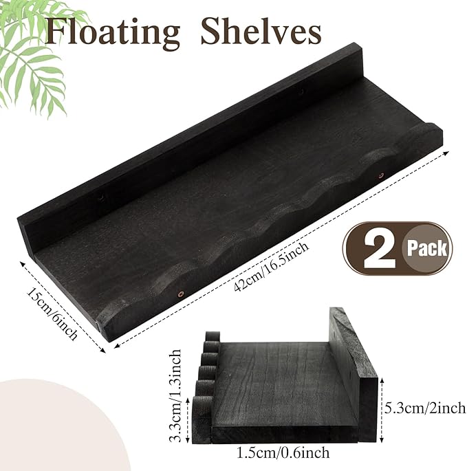 Suzile 2 Pcs Scalloped Shelves Wall Floating Shelves Set for Room, Bathroom, Bedroom, Cute Room Decor Aesthetic and Books, Toys, Photo Frames Storage(16.5