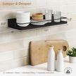 Forbena Black Floating Shelves for Wall, Bahtroom Wall Shelves Over Toilet, Rustic Hanging Shelf with Lip Rail for Bedroom Kitchen Office Living Room Picture Photo Decor, 17 Inch Long-Set of 3