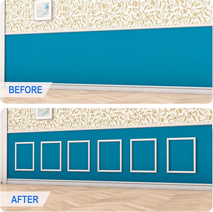 COUKIU Pre-Cut 6 Set Peel and Stick Wall Molding Trim Kit, 16