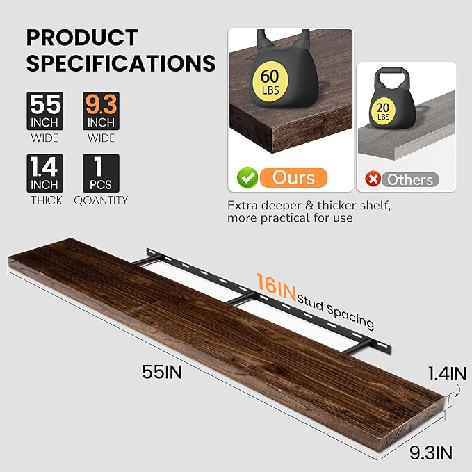 Fun Memories Floating Shelves for Wall, 55