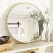 VooBang Gold Round Bathroom Mirror, 24 inch Circle Wall Mounted Hanging Mirror with Simple Modern Circular Metal Frame for Hallway, Entryway, Living Room, Gold Frame
