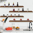 PHOENANCEE Long Floating Shelves 36 Inches Set of 4,Wood Picture Shelf for Wall with Ledge,Photo Frames Display Rustic for Living Room Bedroom Kids Nursery,Home Decor(Carbonized Black,36
