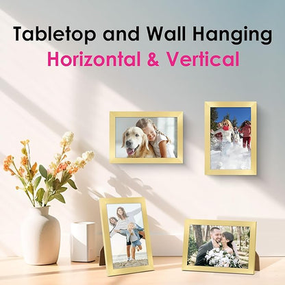 FIXSMITH 4x6 Picture Frame Bulk-4 Pack, Gold Picture Frames Collage Wall Decor, Wall & Tabletop Picture Frames, Photo Frame 4x6 with HD Plexiglass