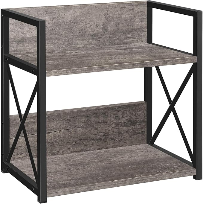 YINMIT Countertop Shelf Organizer,Coffee Bar Accessories,Spice Rack,Coffee Counter Shelf,2 Tier Coffee Organizer Station for Mugs,Cups,Cream,Syrup(Rustic Grey, Medium)