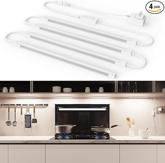 12-Inch Under Cabinet Lighting, Ultra Slim 5CCT Adjustable (2700K-5000K) Hardwired LED Cabinet Lights for Kitchen, Closet, Shelf, 24V Low Voltage, 4 Pack