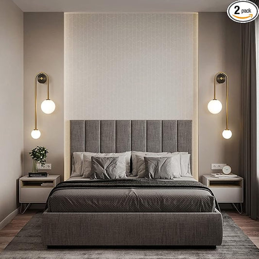 Modern Wall Sconce Set of 2 Mid Century Black Gold Wall Lamp with 2 Milk Glass Shade U-Shape Linear Wall Light for Bedside Dining Room Bathroom