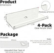 Acrylic Floating Shelves, Adhesive Wall Mount Command Shelves for Bathroom, Kitchen, Dorm - Renter-Friendly Easy Install Wall Shelves for Home Decor and Organization (Fully Clear-4 Pack)
