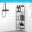 3 Tier Floor Standing Corner Shower Caddy Organizer Shelf with Hooks, Bathroom Shelves Stand Rack, Dark Gray