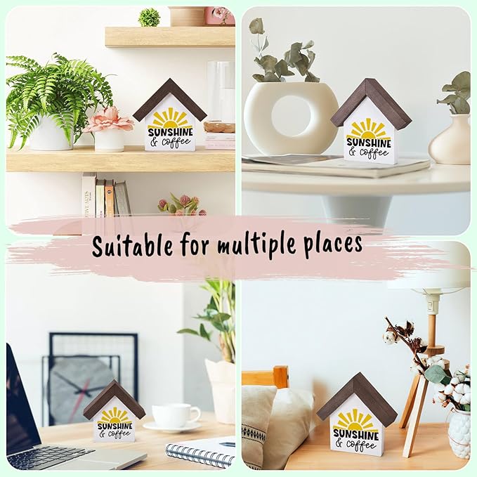 MBL Sunshine Coffee Bar Decor - Wood You Are My Sunshine Bar Tiered Tray Decorations for Home Cafe Kitchen Office Shelf Counter Table Coffee Lover Gifts for Women Men Friends Coworkers