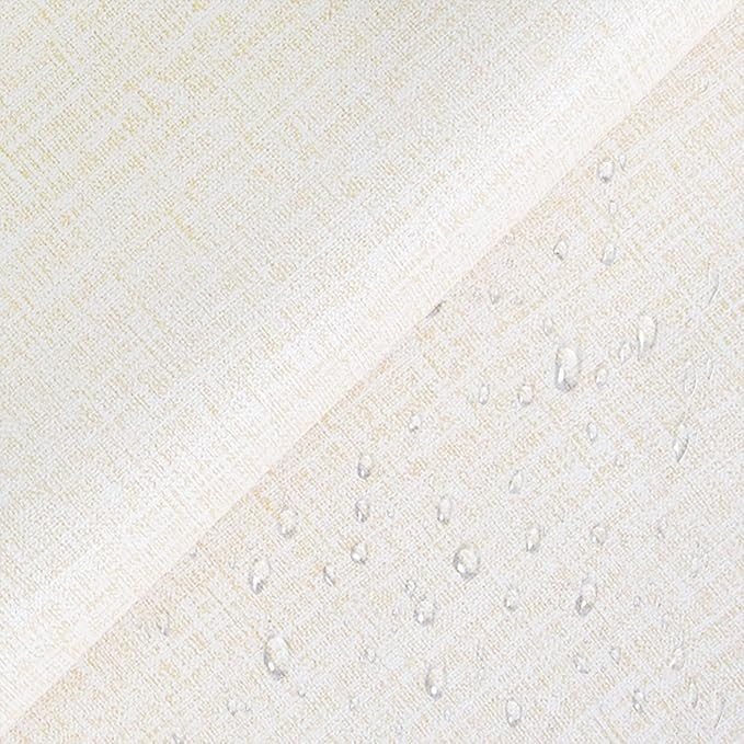 Yancorp 24"x120" Textured Fabric Cream Faux Grasscloth Peel and Stick Wallpaper Self-Adhesive Linen Removable Wallpaper Cabinets Counter Top Liners