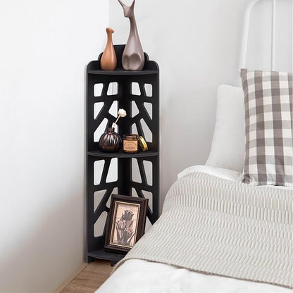 Corner Shelves,Corner Shelf Stand Waterproof Great for Bathroom Storage Tight Space,Small Shelf Stand Fit for Toilet Paper Holder Storage, Corner Tables for Small Space,Black