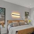 Farmhouse Plug in Wall Sconces, 23.6 inch Faux Walnut Finish LED Long Wall Lights, 12W Warm White 3000K Acrylic Indoor Wall lamp,with 59