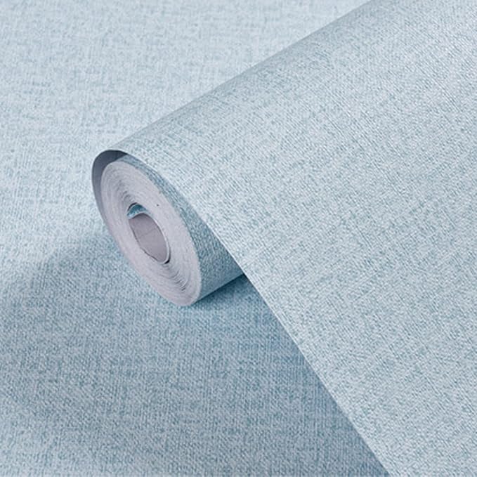 Yancorp 24"x120" Textured Fabric Light Blue Wall Paper Faux Grasscloth Peel and Stick Wallpaper Self-Adhesive Linen Removable Wallpaper Cabinets Counter Top Liners