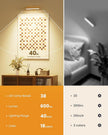 Rechargeable LED Wall Sconces Set of Two,Wall Lights for Bedroom with Remote Control and Touch,360° Magnetic Rotation,3 Colors Dimmable Brightness Wood Wall Lamps with 15 RGB Colors,2 Pack
