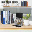 VONDERSO Metal Bookends Black, 2 Pairs Decorative Metal Book End Supports for Shelves Gauge Book Divider Stopper Holders with Non-Slip Anti-Scratch Rubber Pads