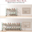 Bumusty 2-Tier Expandable Shoe Rack for Closet, 18“-33” Adjustable Shoe Rack for Small Space, Small Shoe Organizer for Front Door, Sturdy Metal, Green
