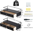 2-Pack Rustic Floating Shelves with Drawer, Black, 15.8 Inch Long, Wall-Mounted, Bathroom, Kitchen, Living Room Storage