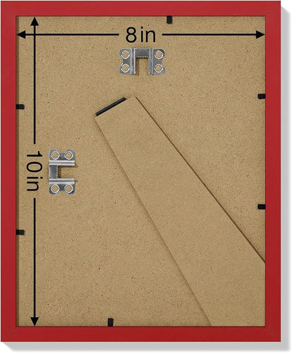 Vittanly 8x10 Picture Frames Set of 9, Shatter Resistant Plexiglass, Display 5x7 Pictures with Mat or 8x10 without Mat, Photo Frames for Wall or Tabletop, Engineered Wood, Red
